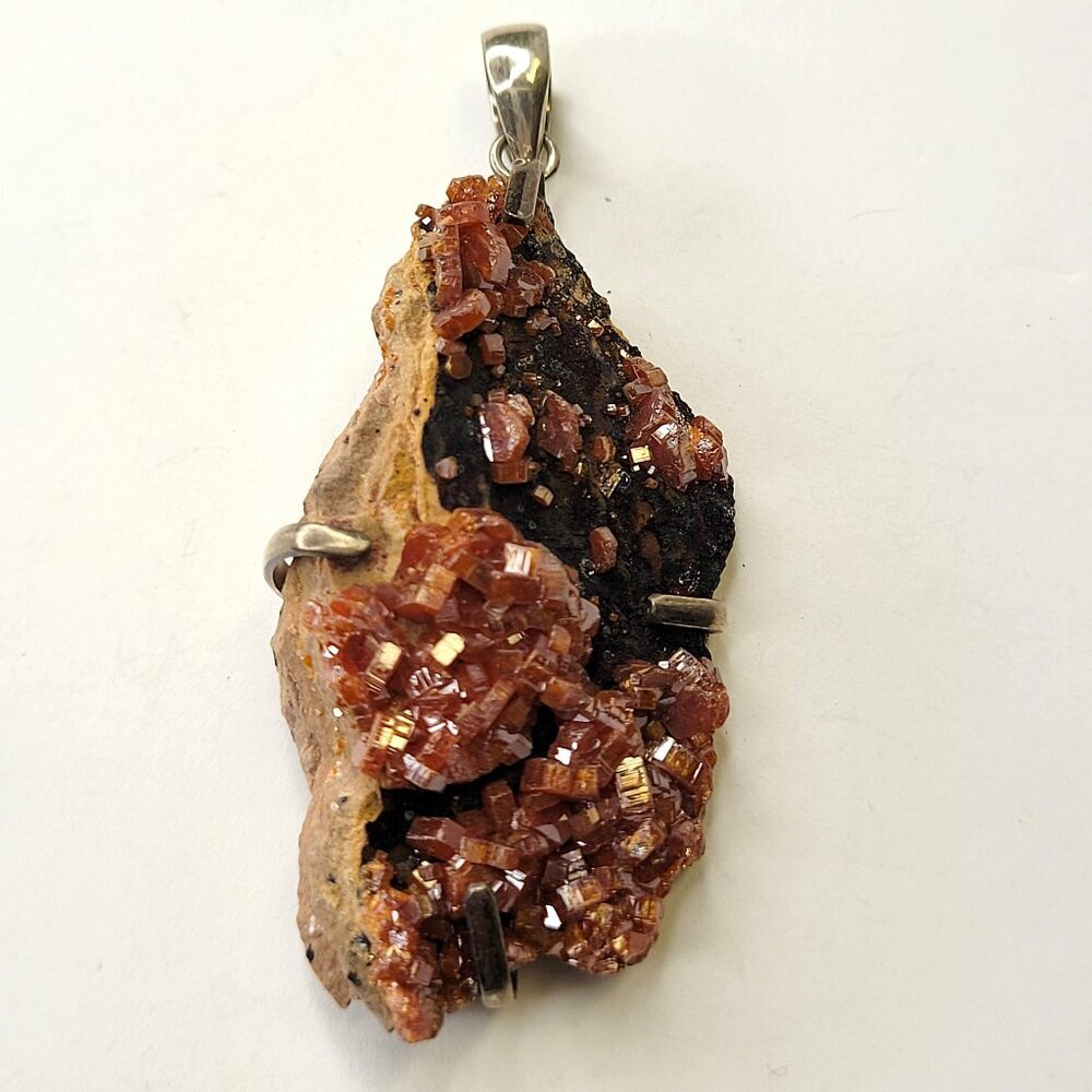 Vanadinite Crystal Pendant Sterling Silver 925 Statement Gemstone Pendant